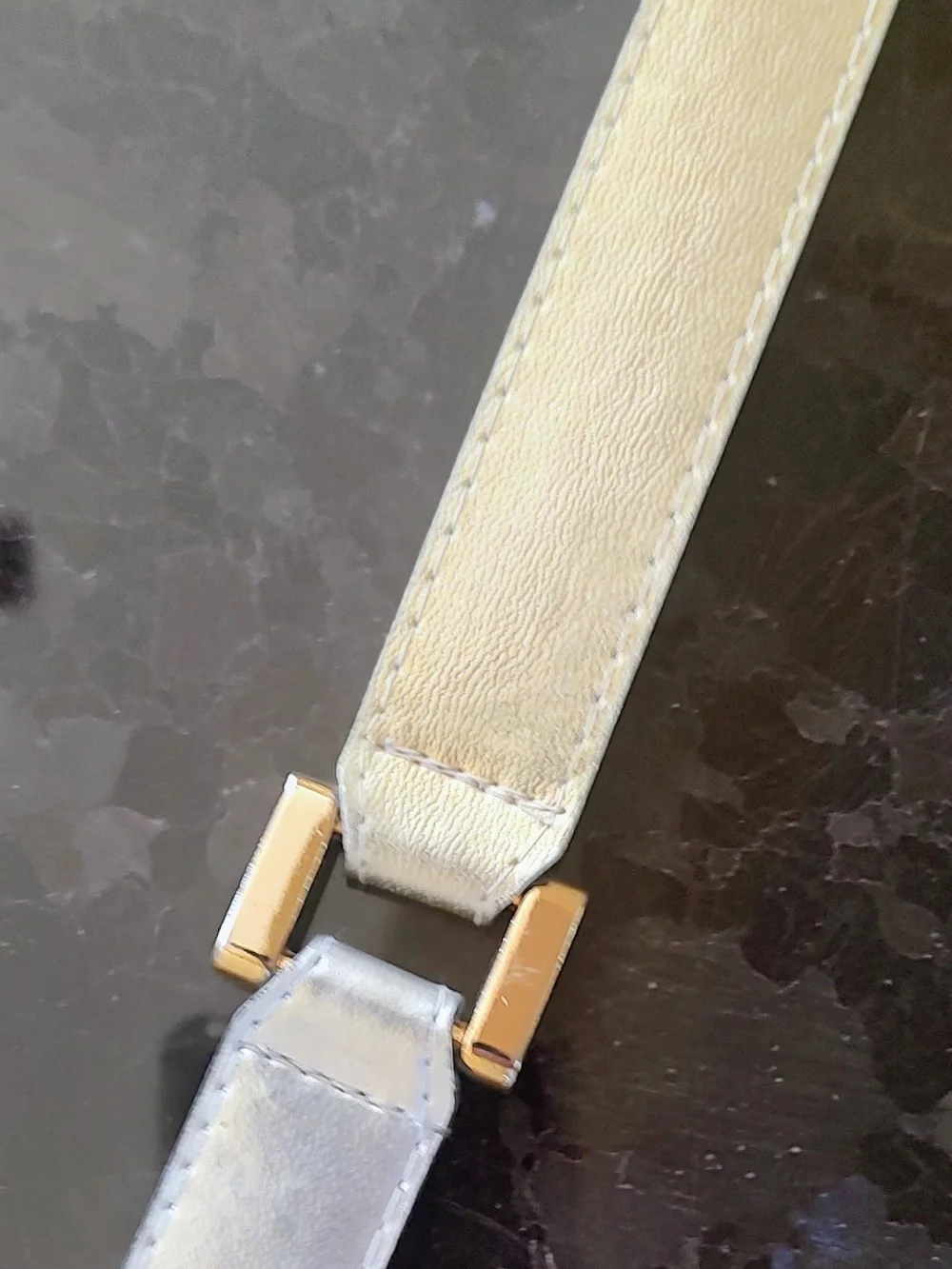 Elite, Fresno CA Metallic Silver/Gold Women's Belt with Gold Buckle